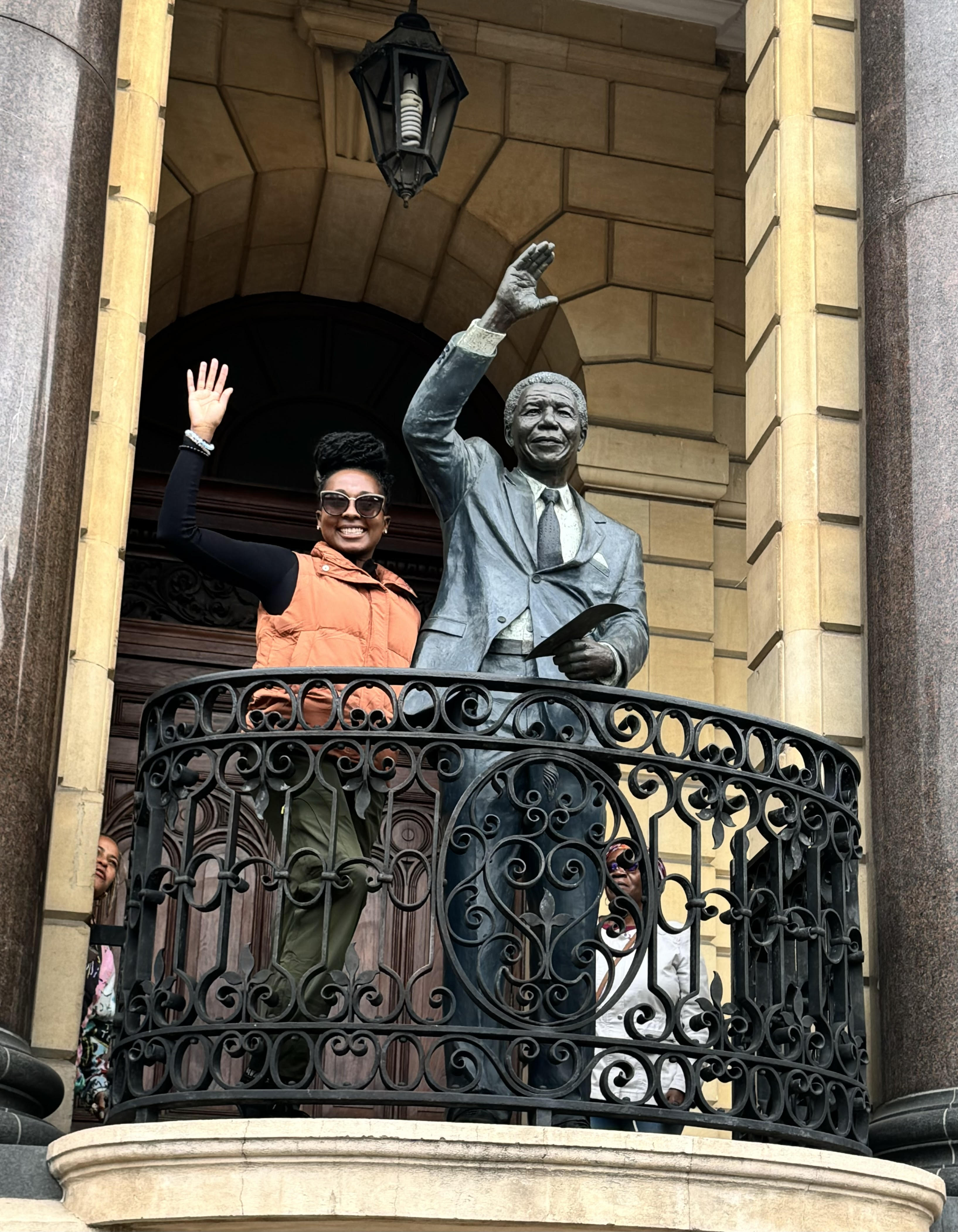 daecia with a mandela statue