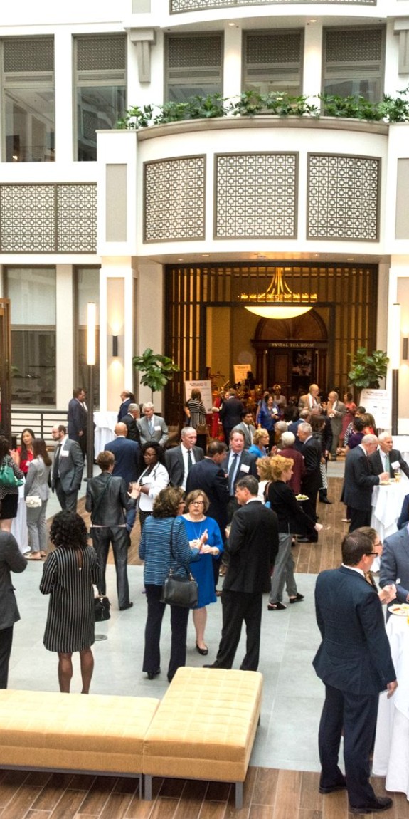 business people talking at the crystal tea room in center city phl