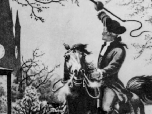 Paul Revere riding a horse