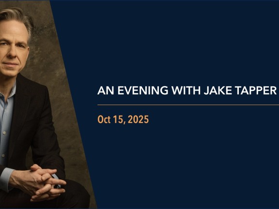 An image of Jake Tapper next to a graphic reading "An evening with Jake Tapper"