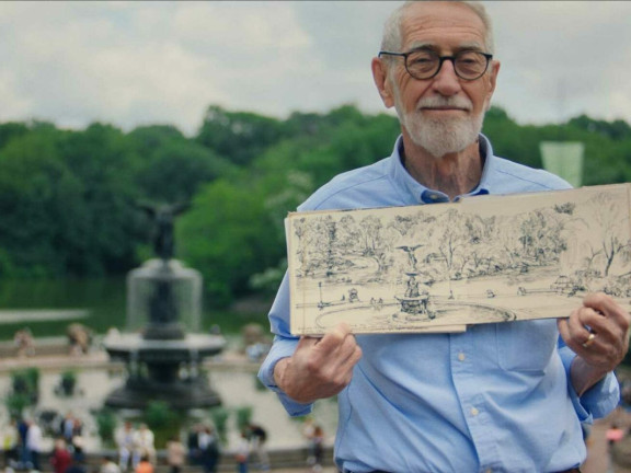 Still from Sitting Still (2024), about landscape architect Laurie Olin.