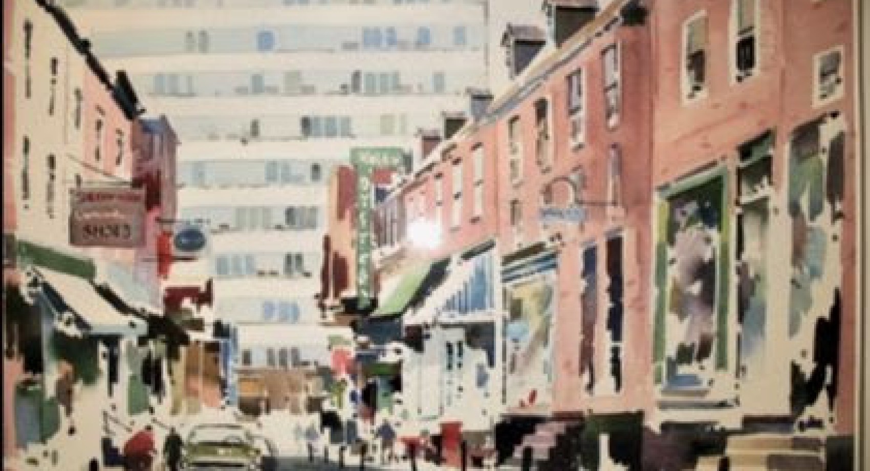 100 Block S. Mole Street, Demolished. Watercolor by Howard Watson.