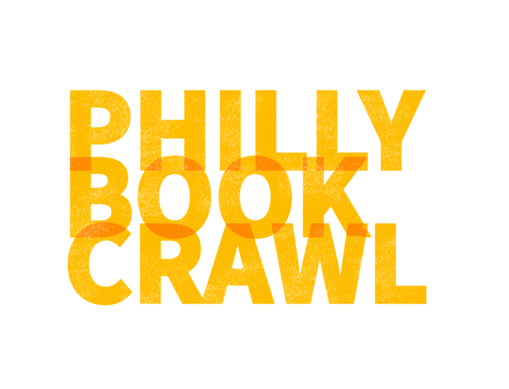 Event banner with the title "Philly Bookstore Crawl" in overlaid yellow block letters 