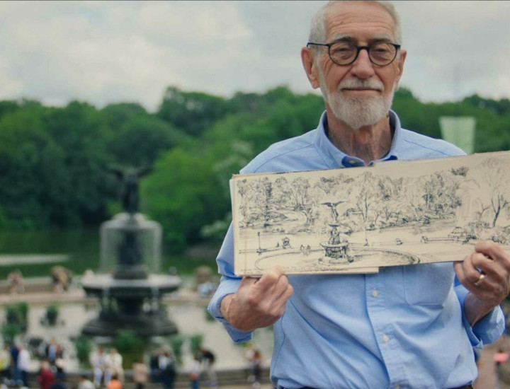 Still from Sitting Still (2024), about landscape architect Laurie Olin.