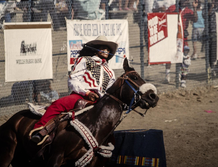 Black barrel racer.