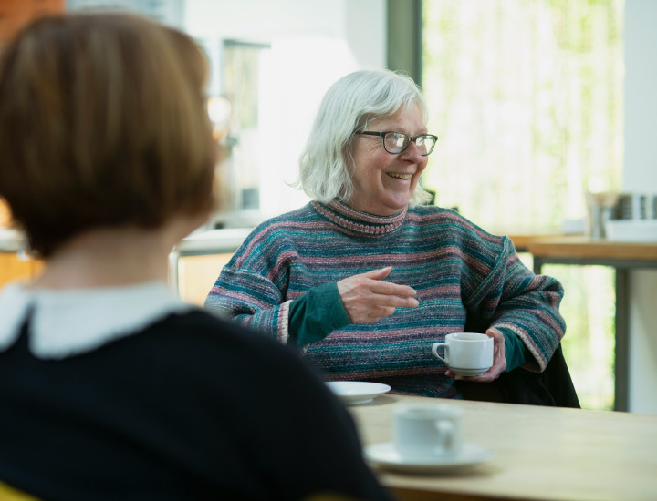 Two women having a discussion.